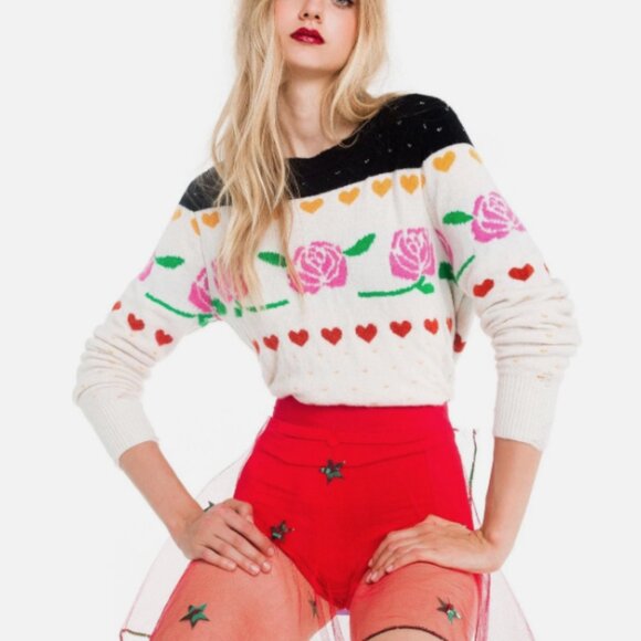 WILDFOX ROSE FAIR ISLE DISTRESSED SWEATER - Picture 1 of 9
